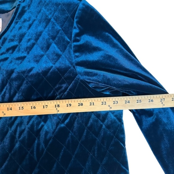 NEW Susan Graver Quilted Velour Green Short Blazer Womens XL Holiday Cocktail - Picture 11 of 15